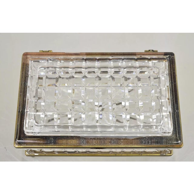 Early 20th Century Antique French Crystal Lead Glass Bronze Mounted Vanity Jewelry Box Casket For Sale In Philadelphia - Image 6 of 12