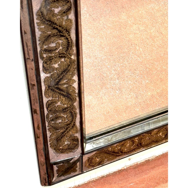 Maison Jansen (Atrib.) Eglomise Gilt Neoclassical Floral Trellis Jeweled Mirror For Sale - Image 15 of 18