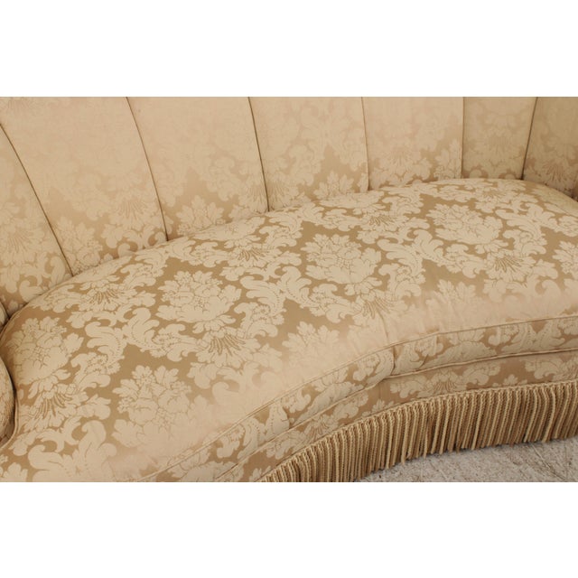 Gold Century Channel Back Upholstered Damask Sofa For Sale - Image 8 of 17
