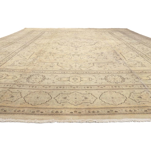 Neoclassical Mid 20th Century Oversized Vintage Persian Tabriz Rug, 13'09 X 18'10 For Sale - Image 3 of 10
