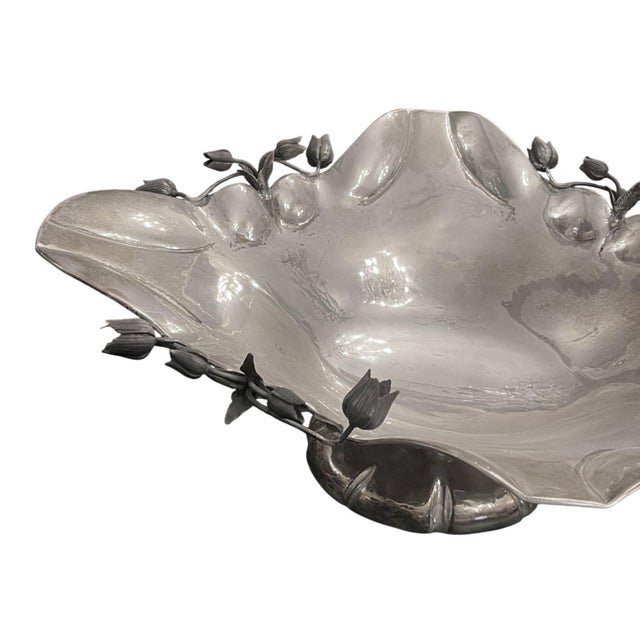 Pair of Damar 925 Sterling Silver Floral Bowls, 20th Century. For Sale In Los Angeles - Image 6 of 9