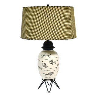 1950s Coastal Whimsical Fish Design Table Lamp For Sale