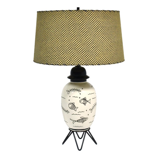 1950s Coastal Whimsical Fish Design Table Lamp For Sale