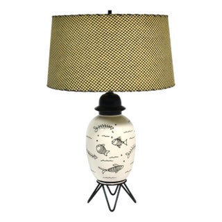 1950s Table Lamp with Whimsical Fish Design For Sale