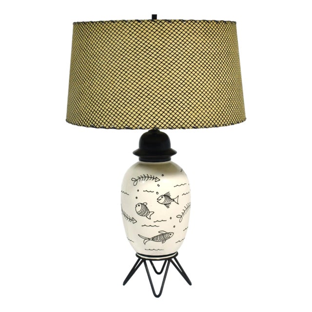 1950s Table Lamp with Whimsical Fish Design For Sale