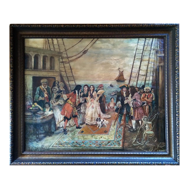 Mid 19th Century Continental Historical Genre Scene Oil Painting Signed J. Erhard, 1840 For Sale
