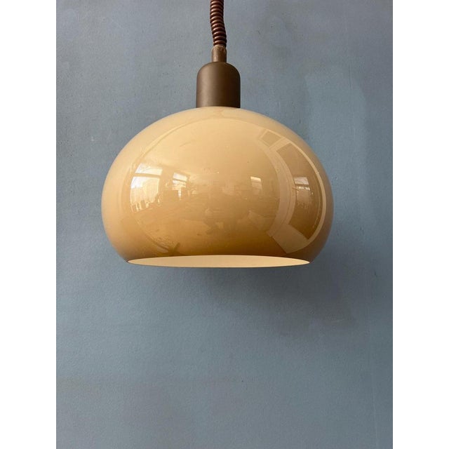 Glass Vintage Beige Acrylic Glass Mushroom Pendant Lamp For Sale - Image 7 of 11