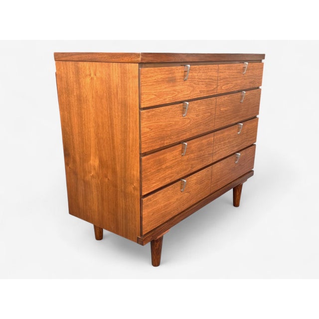 Restored Mid-Century Modern Walnut 4-Drawer Chest With Chrome Pulls For Sale - Image 12 of 16