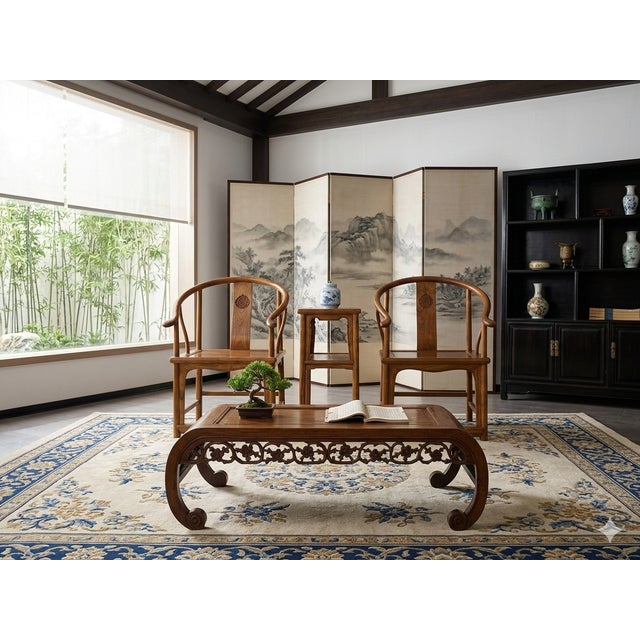 Vintage Brown Flower Open Work Apron Scroll Leg Low Kang Coffee Table Gb345 For Sale In San Francisco - Image 6 of 15