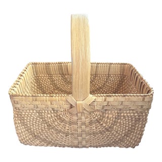 1980s Jl Butcher Signed and Dated White Oak Appalachian Gathering Basket For Sale
