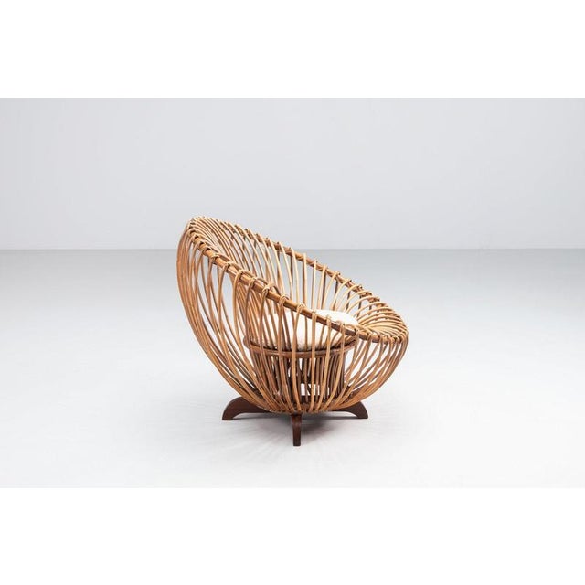 Mid-Century Modern Lounge Chair in Rattan and Teak in the style of Franco Albini, Italy, 1950 For Sale - Image 3 of 15