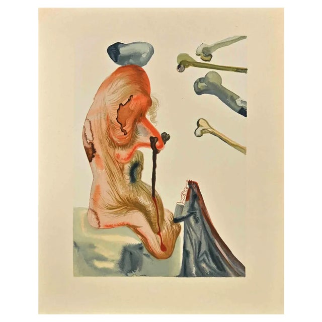 Salvador Dali, The Divine Comedy: The Fraudulents, Plate 20, Hell, Woodcut, 1963 For Sale