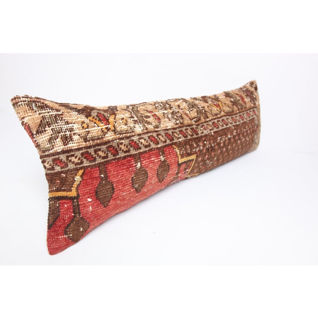 Art Deco Handweaving Vintage Turkish Lumbar Bedding Pillow Cover -12'' X 36'' For Sale - Image 3 of 8