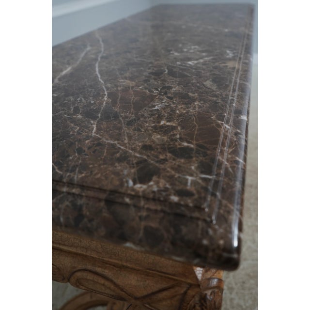 Brown Vintage Italian Louis XVI Style Carved Marble Top Table For Sale - Image 8 of 15