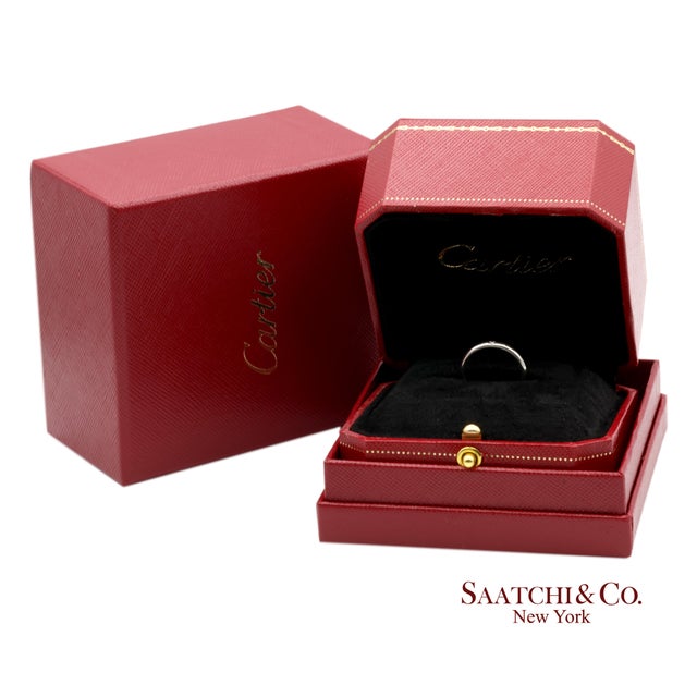 Metal Cartier Platinum 950 Natural Diamond Wedding/Engagement Band Ring, Size 5 For Sale - Image 7 of 11