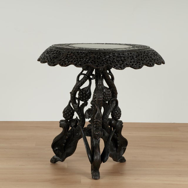 Antique Anglo Indian Carved Rosewood Table For Sale - Image 10 of 18