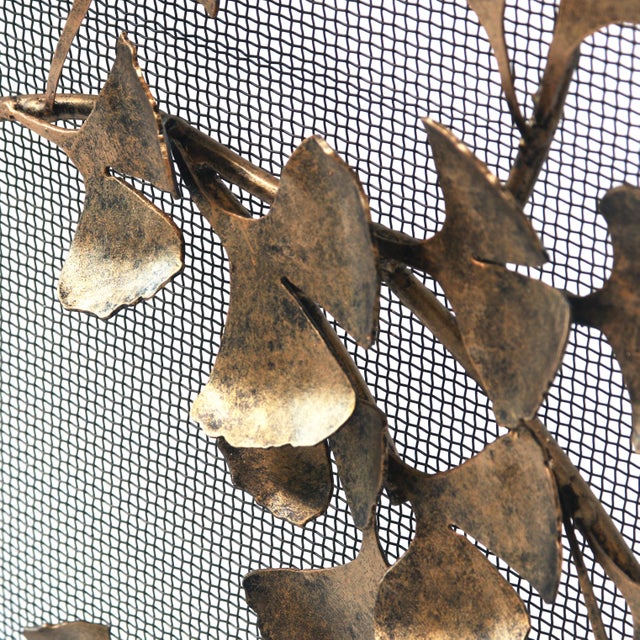 Warm Black Ginkgo Fireplace Screen Iron For Sale - Image 12 of 12