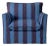 Sophie Conran Coco Armchair - Coastal Blue & Navy Blue Stripes with Knife Edge Cushion For Sale