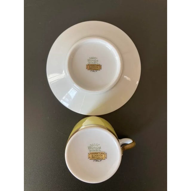 Vintage Italian Richard Ginori Contessa Yellow and Gold Porcelain Coffee Espresso Tea Cup and Saucer For Sale - Image 11 of 12