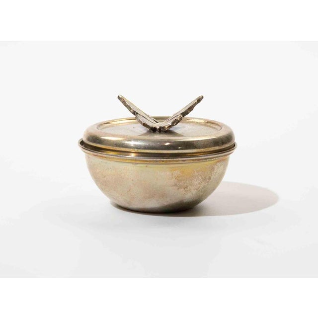 Vintage Silver-Tone Butterfly Lidded Bowl, Italy, 1970s For Sale - Image 4 of 5
