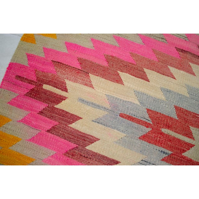 Turkish Handmade Rug Diamond Pattern Vintage Kilim Rug For Sale - Image 16 of 17
