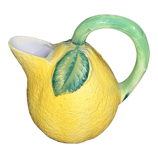 Late 20th Century Italian Majolica Lemon Pitcher For Sale