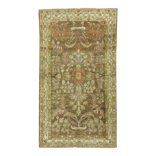 Early 20th Century Elegant Brown Green Persian Malayer Rug - 4'3" x 6'9" For Sale