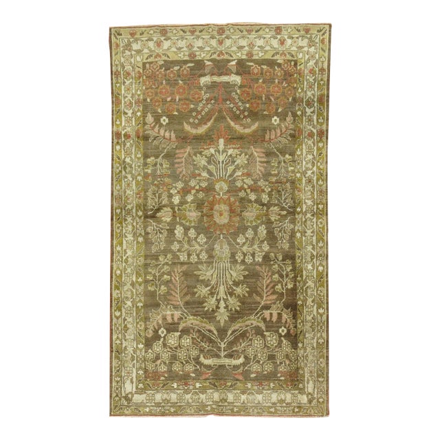 Early 20th Century Elegant Brown Green Persian Malayer Rug For Sale