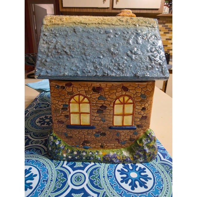 Early 21st Century Vintage Christmas Gift Thomas Kinkade Cookie Jar Garden Cottage Village House For Sale - Image 5 of 5