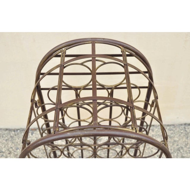 Late 20th Century Mediterranean Style Wrought Iron 37 Wine Bottle Slot Holder Stand With Door For Sale - Image 4 of 12