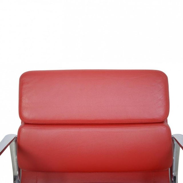 EA-208 Chair in Red Leather by Charles Eames, 2005 For Sale - Image 3 of 15