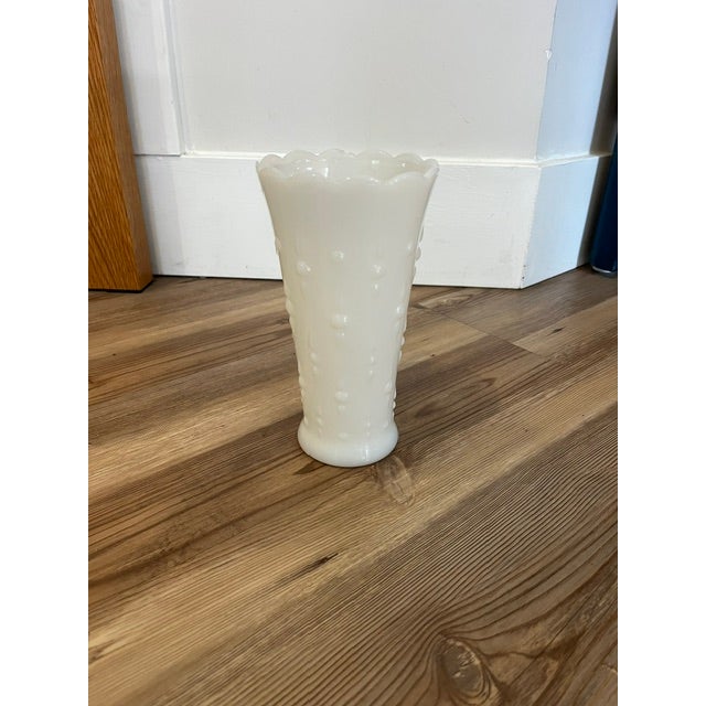 Vintage Anchor Hocking Milk Glass Vase in the Teardrop and Pearl (or Dots and Arrows / W58) pattern
