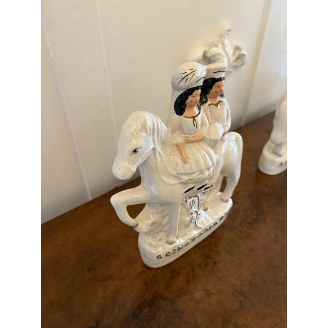 Antique Staffordshire Flat Back Figures on Horseback, 1890s, Set of 2 For Sale - Image 11 of 13