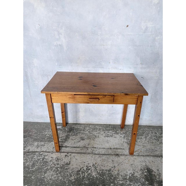 Vintage Pine Writing Desk with Drawer For Sale - Image 6 of 9