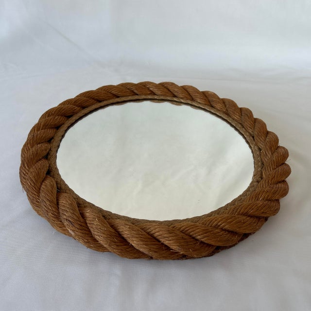 Adrien Audoux and Frida Minet Vintage 1960s French Round Rope Mirror by Adrien Audoux & Frida Minet For Sale - Image 4 of 7
