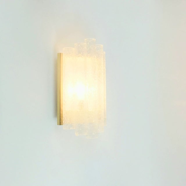 Metal 1960s Mid-Century Modern Ice Glass Wall Lights/Sconces From Doria Leuchten For Sale - Image 7 of 11