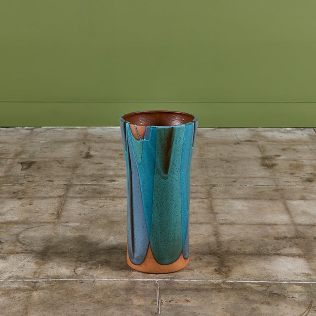 David Cressey Pro/Artisan Blue Flame-Glaze Sand Urn for Architectural Pottery For Sale - Image 11 of 12