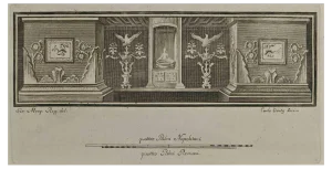 Carlo Oratij, Ancient Roman Fresco Herculaneum, Etching, 18th Century