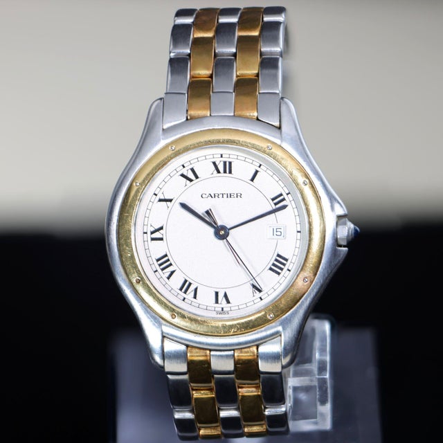 Metal Cartier Panthère Cougar 187904 33mm Two-Tone 18k Circa 1990 Watch For Sale - Image 7 of 14