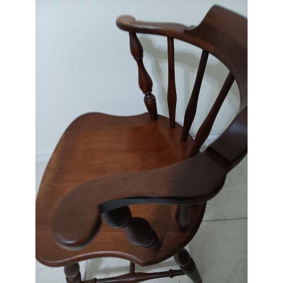 English 1950s Colonial Windsor Style Wood Chair With Cushion Black Set of 2 For Sale - Image 3 of 5