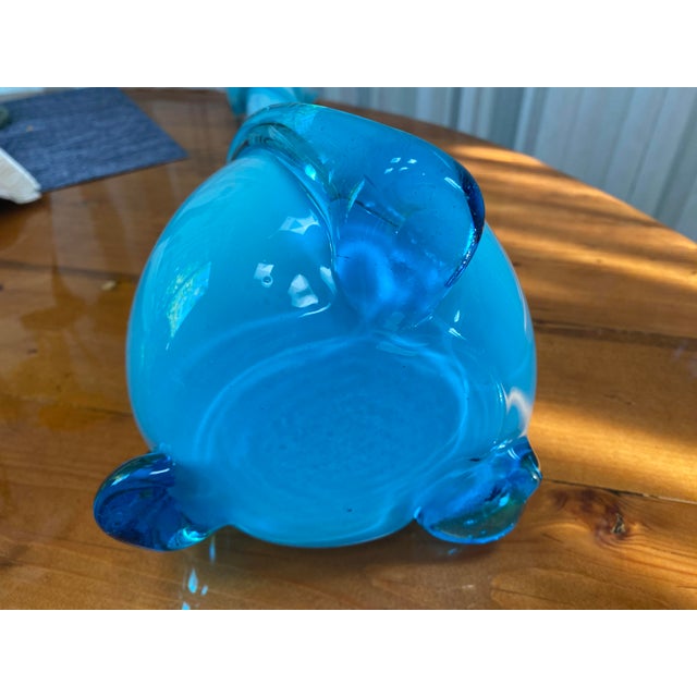 Empoli Cristalleria Fratelli Betti (Empoli, Italy) Cased Glass 20-3/4" Vase, in Blue For Sale - Image 4 of 6