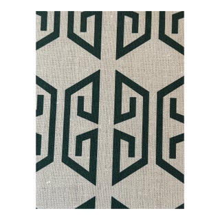 Cleo Carie Green Fabric Bradley Printed Linen 1 1/2 Yards For Sale
