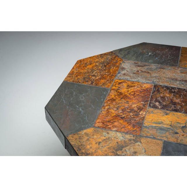 Large Octagonal Coffee Table with Multicoloured Slate Top, 1980s For Sale - Image 11 of 13