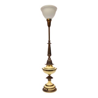 Hollywood Regency-Style Brass and Glass Table Lamp by Stiffel For Sale