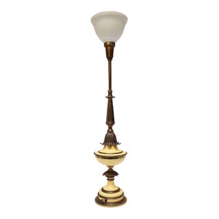 Hollywood Regency-Style Brass and Glass Table Lamp by Stiffel For Sale