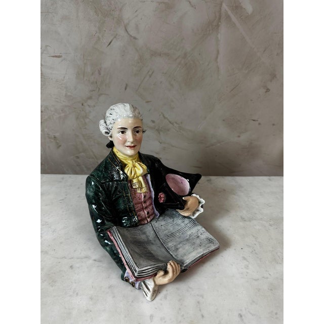 Superb antique ceramic tobacco jar, dating from the early 20th century, depicting Wolfgang Amadeus Mozart. A high-quality...