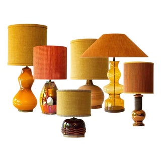 Warm Tones Floor Table Lamp with Silk Lampshades attributed to R. Houben, 1970 For Sale