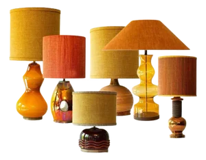 Warm Tones Floor Table Lamp with Silk Lampshades attributed to R. Houben, 1970