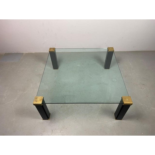 Mid-Century Hollywood Regency Glass and Brass Coffee Table by Peter Ghyczy, Netherlands, 1970s For Sale - Image 12 of 13
