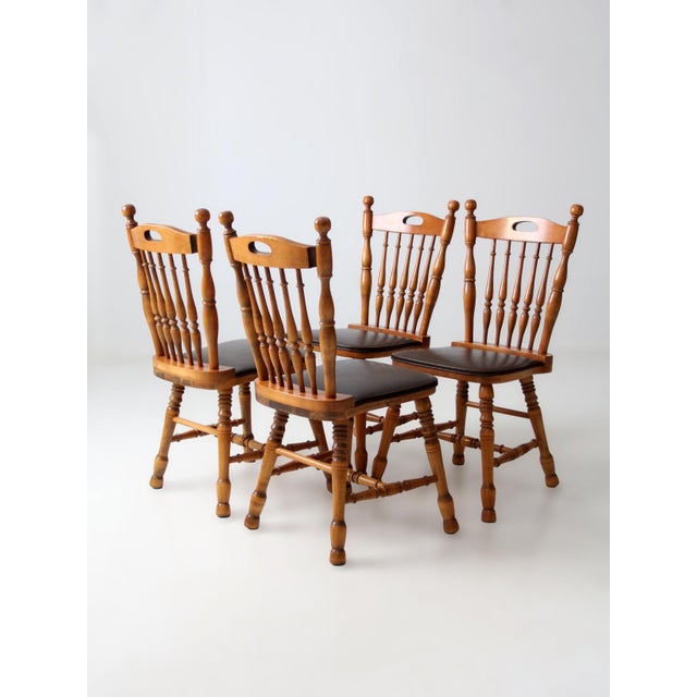 Mid 20th Century Vintage Spindle Back Dining Chairs Set of 4 For Sale - Image 5 of 18